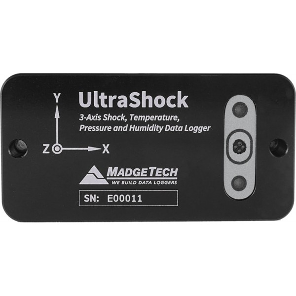 UltraShock de Madgetech Registrador de datos de impacto triaxial de temperatura, humedad, presión